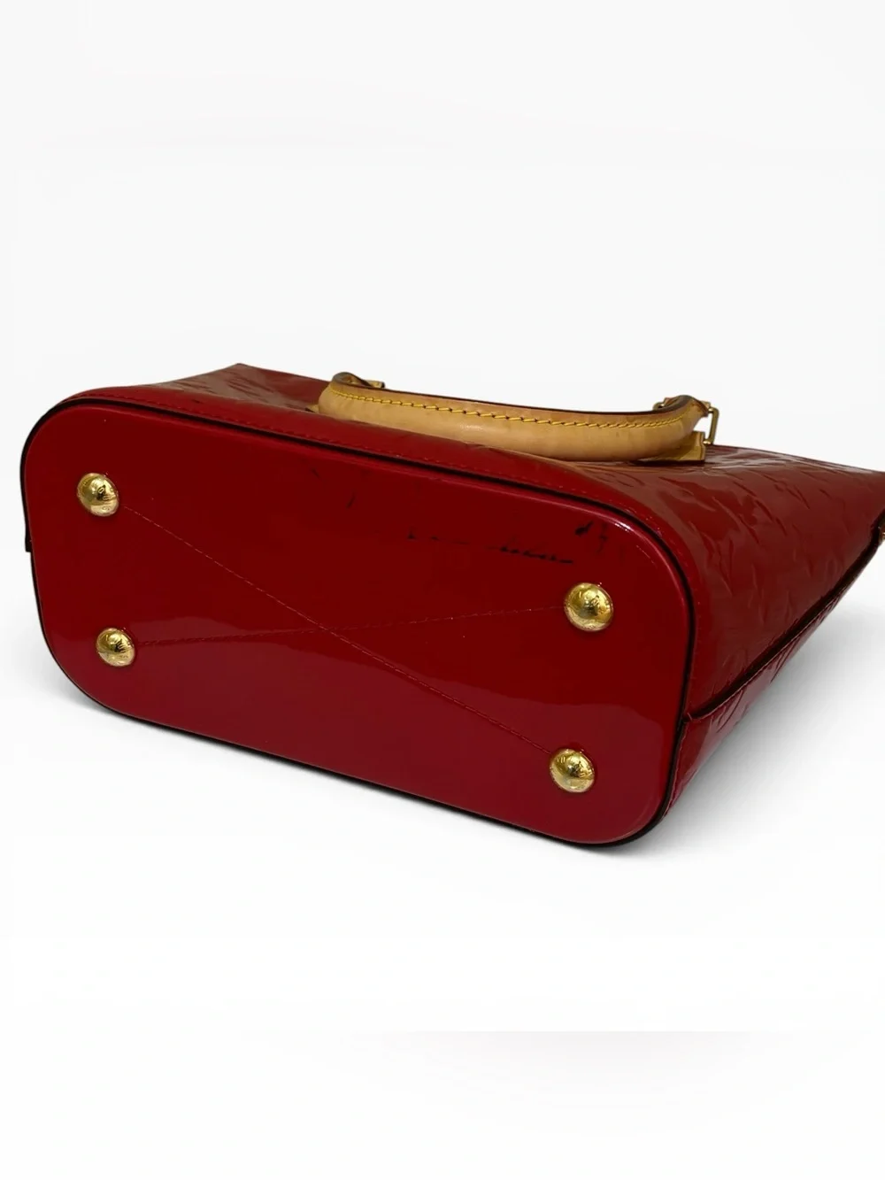 Louis Vuitton Montebello MM Red Monogram Vernis Patent Leather Satchel Bag